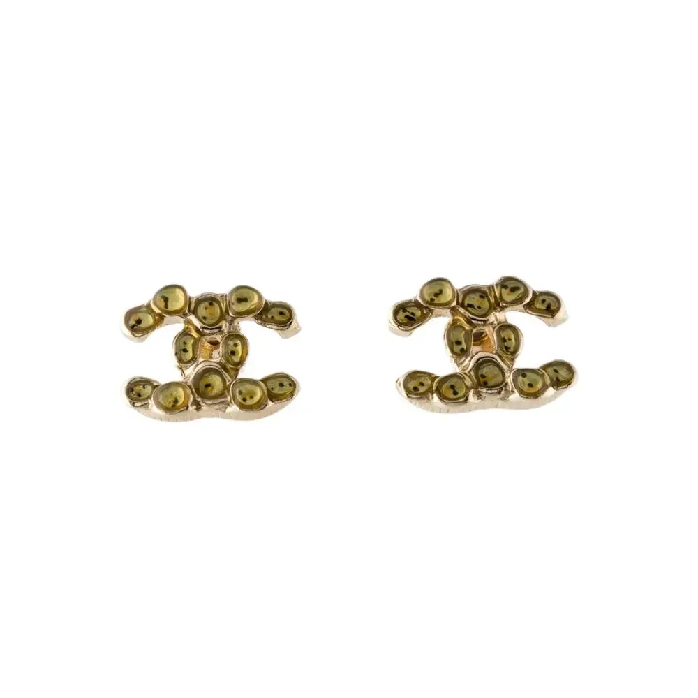 Chanel Gold-tone Interlocking CC logo stud earrings
